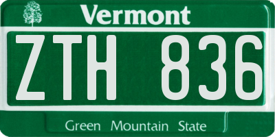 VT license plate ZTH836