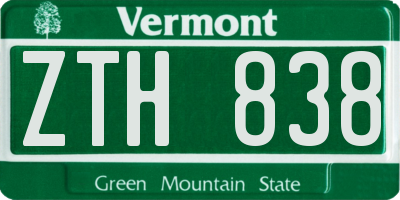 VT license plate ZTH838