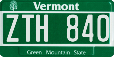 VT license plate ZTH840