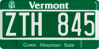 VT license plate ZTH845