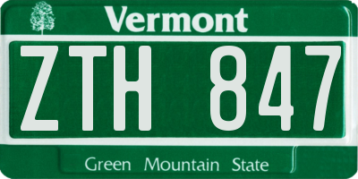 VT license plate ZTH847