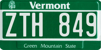 VT license plate ZTH849