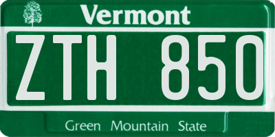 VT license plate ZTH850