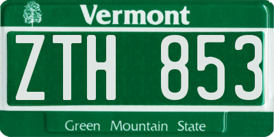 VT license plate ZTH853