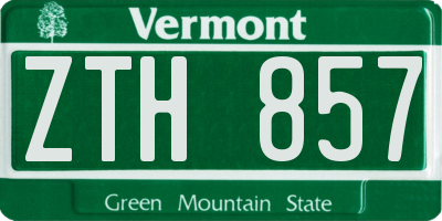 VT license plate ZTH857