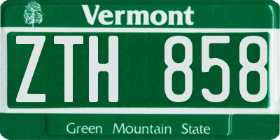 VT license plate ZTH858