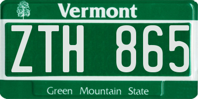 VT license plate ZTH865