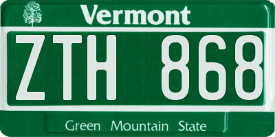 VT license plate ZTH868