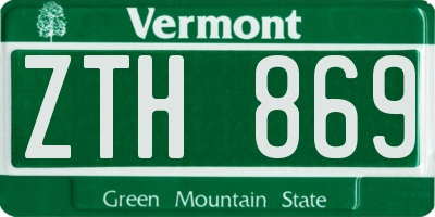 VT license plate ZTH869