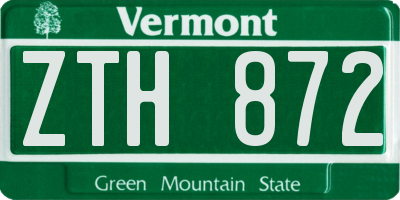 VT license plate ZTH872