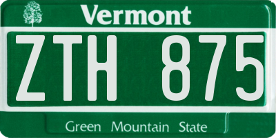 VT license plate ZTH875