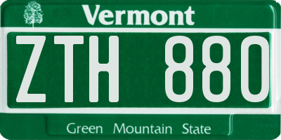 VT license plate ZTH880