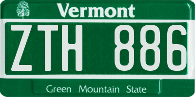VT license plate ZTH886