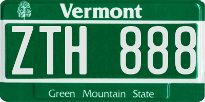 VT license plate ZTH888