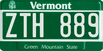VT license plate ZTH889