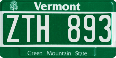VT license plate ZTH893