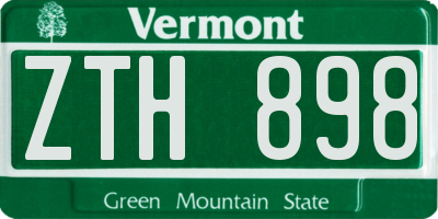 VT license plate ZTH898