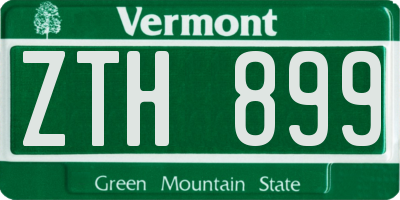 VT license plate ZTH899
