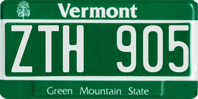 VT license plate ZTH905