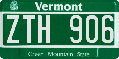 VT license plate ZTH906