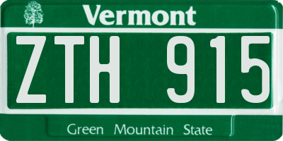 VT license plate ZTH915