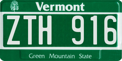 VT license plate ZTH916