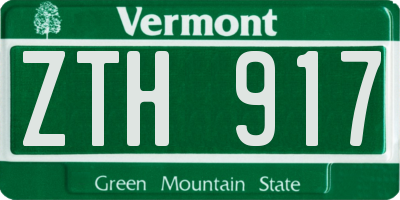VT license plate ZTH917