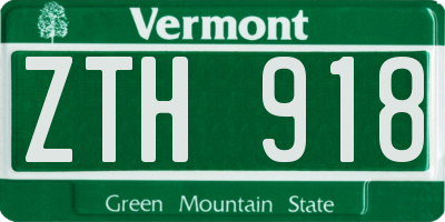 VT license plate ZTH918