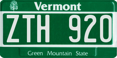 VT license plate ZTH920