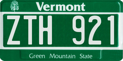 VT license plate ZTH921
