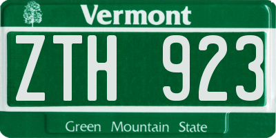VT license plate ZTH923