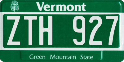 VT license plate ZTH927