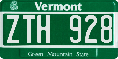 VT license plate ZTH928