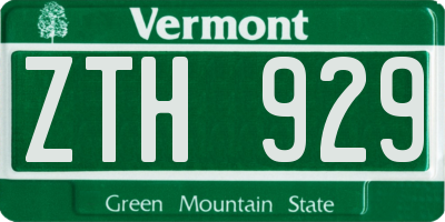 VT license plate ZTH929