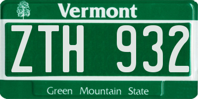 VT license plate ZTH932