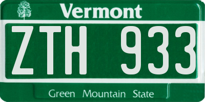VT license plate ZTH933