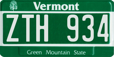 VT license plate ZTH934