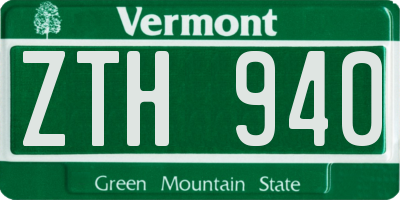 VT license plate ZTH940