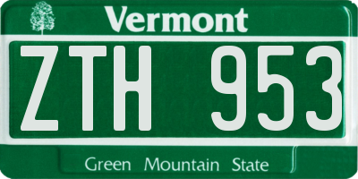 VT license plate ZTH953