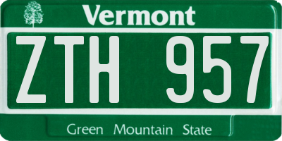 VT license plate ZTH957