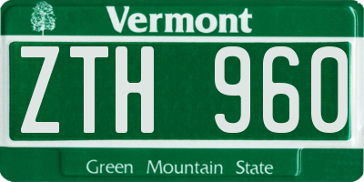 VT license plate ZTH960