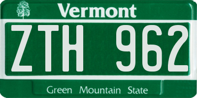 VT license plate ZTH962