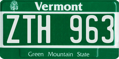 VT license plate ZTH963