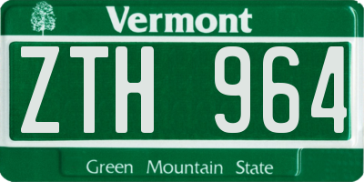 VT license plate ZTH964