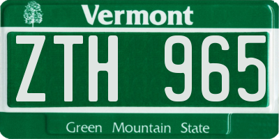 VT license plate ZTH965
