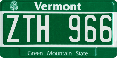 VT license plate ZTH966