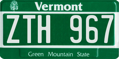 VT license plate ZTH967