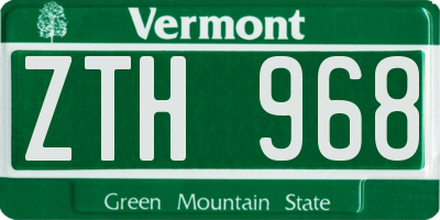 VT license plate ZTH968