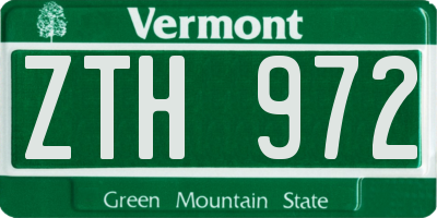 VT license plate ZTH972