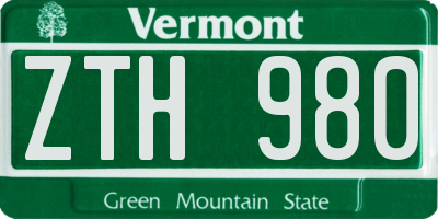 VT license plate ZTH980